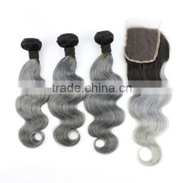 Hair Supplier Ombre hair extension lace closure Brazilian hair body wave