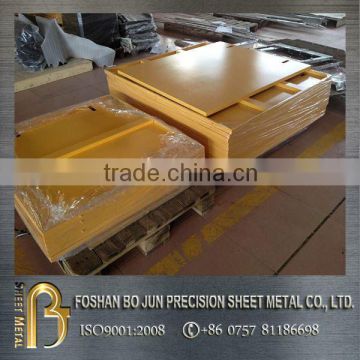 China manufacturer sheet metal enclosure fabrication, customized yellow powder coated plates manufacture