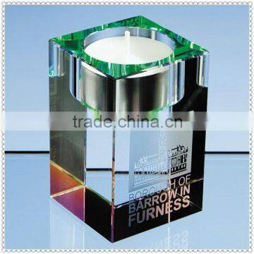 Crystal Glass Engravable Cube Candleholder For Wedding Favor