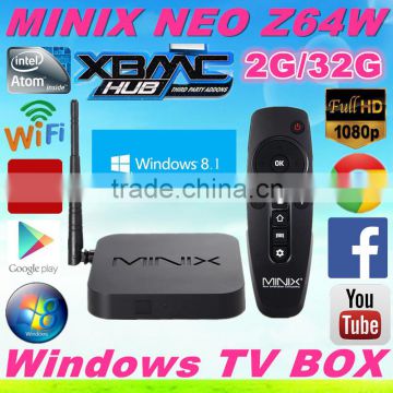 2016 beautiful design ! MINIX NEO Z64W Smart TV Box Android 4.4 Intel Z3735F Quad Core 2GB 32GB XBMC TV box