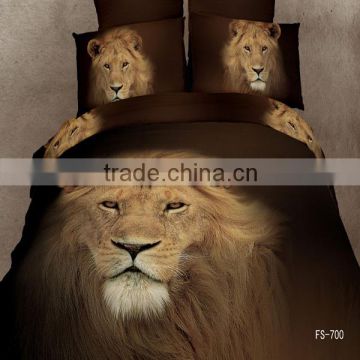 king lion design look vivid 3D reactive printed bedding set from famous hometextile city-nantong