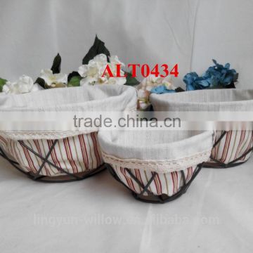 round fabric lining storage food basket for home decoration