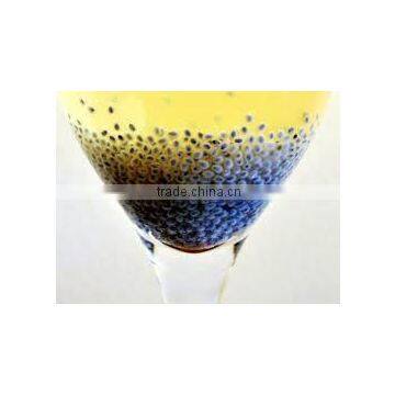 basil seed drink in glass bottle blue riva