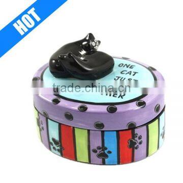 Ceramic Cat Lover Jewelry Trinket Box Best For Gift