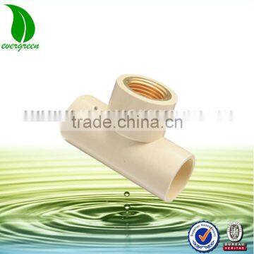 CPVC Female Equal Tee ASTM SCH 80 with Brass Thread