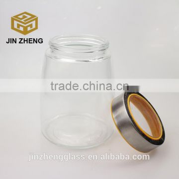 Round glass storage jar clear glass cookie jar