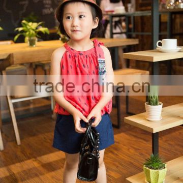 fashion 2016 girl sleeveless blouse summer bouse off shoulder blouse bright color baby girl printed dress for summer
