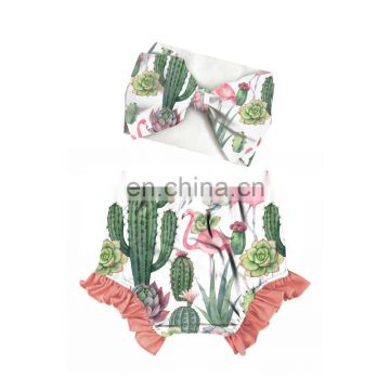 Cactus Flamingo Bloomer And Headband Baby Diaper Pants Toddler Nappy Cover