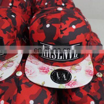 Custom printing brim5 panel snapback hats