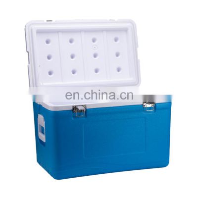 55L Plastic Cooler Box  OEM Non-Medical Device Vaccine Blood Foam Ice Cooler Box with Thermometer