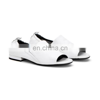 ladies latest style flat sandals women peep toe back zip design shoes