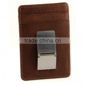 Custom Metal Money Clip with Card Holder for men Genuine Leather Money Clip