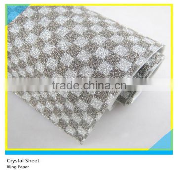 Bling Paper Plaid Pattern Crystal Glue Sheet Roll 24*40 cm