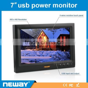 7 inch TFT LCD widescreen 4-wires resistive touch monitor with usb input
