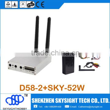 D58-2 5.8Ghz 32CH Wireless AV FPV Diversity Receiver with SKY-52W 5.8G 2W A/V video Transmitter (1 gram fpv camera module