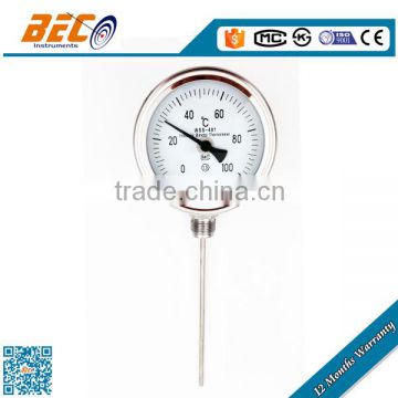 (WSS-481) 100mm hot selling good quality universal connection type fishing pool mechanical bimetal thermometer