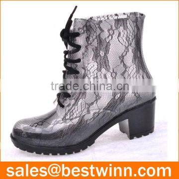 2016 lady High heel Rain Boots with lace