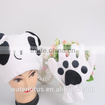 microfiber panda hair dry caps panda hair dry glove panda hat glove