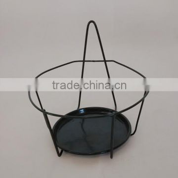 Powder coated black wire hanging flower pot