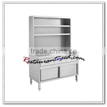 S049 Stainless Steel Work Cabinet With Drawers And Over Shelves