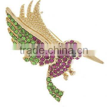 CRYSTAL PAVE HUMMINGBIRD ORNATE BROOCH