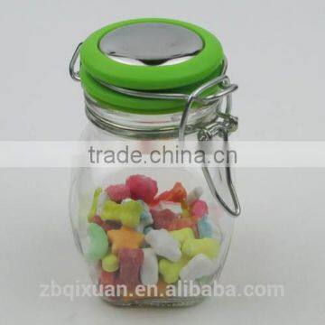 120ml Mini Glass SpiceJar with Plastic Lid, Glass Candy Jar with Metal Clip, Glass Gift Jar