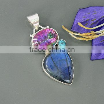 falak gems Multi Gemstone Silver Handmade Pendant