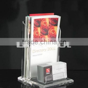 Personalized costom acrylic brochure holder with business card display