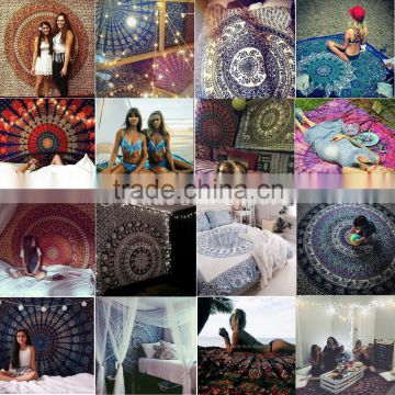 Wholesale Indian Tapestry Cotton Mandala Tapestry Wall Hanging Hippie Tapestries Boho Beach Throw