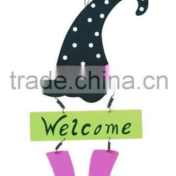 Wooden halloween "welcome" hanging ornaments for decor and gifts halloween hanger family decorative on door