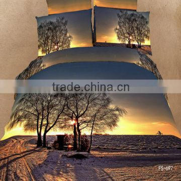 hot sale beautiful 3D landscape design 100% cotton bedding set with reactive printed