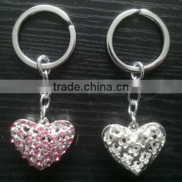 wholesale decorative heart shaped rhinestones key chain