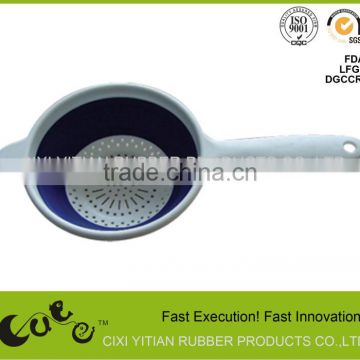 FDA Collapsible Silicone Strainer with Plastic Handle Food Grade Silicone Filter