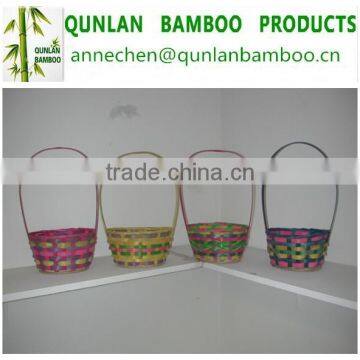 Handmade bamboo basket with handle
