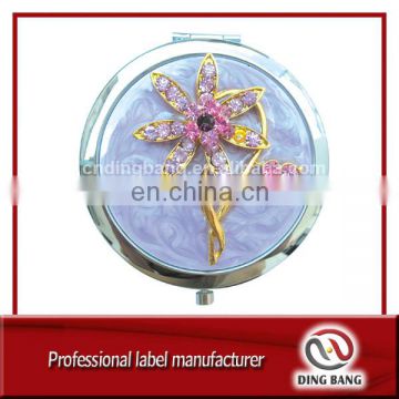 OEM High Precision Custom Made Cloud Glue Process Beautiful Flower Design Double Side Foldable Souvenir Custom Metal Mirror