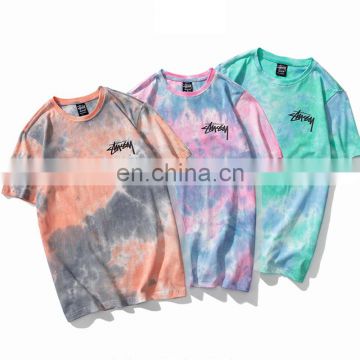 Fashion Custom Loose Wholesale 100% Cotton Unisex T Shirt Printing Tie Dye Short Sleeve Men's T Shirt