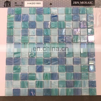 pegado de mosaico en malla glass swimming pool  blue pool tiles mosaic wall art