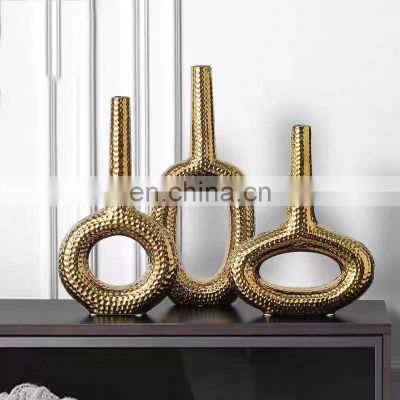 Modern Nordic Ceramic Living Room Hollow Out Decoration Home Luxury Gold Vase