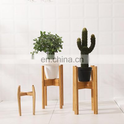 2022 cheap garden supplies indoor small wood bamboo adjustable plant stands for flower pot holders rack shelf display pedestal