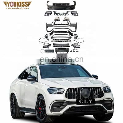 High Quality For 20+ GLE Coupe Style Car Bumper For Benz C167 W167 Upgrade GLE63 1:1 AMG Body Kits Grille Rear Diffuser With Tip