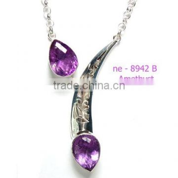 925 silver necklace amethyst necklace wholesale Indian jewelry high fashion necklace