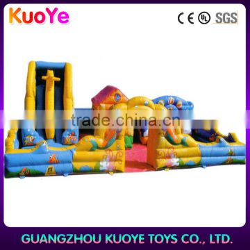 entertainment park inflatable tarpaulin, jumping obstacle park with slide, inflatable bouncer fun park