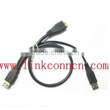 Micro USB Y cable USB double AM to Micro USB cable