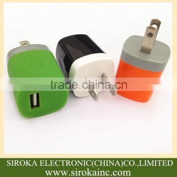 Colorful usb mobile travel wall charger 5V 1A/1.5A output universal cellphone travel charger adapter for promotion