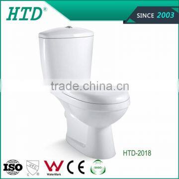 HTD-2018 white wc two piece ceramic sanitary toilet in bathroom