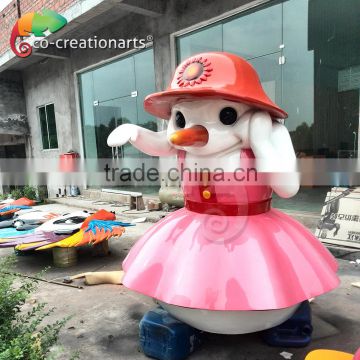 Fiberglass cartoon snowman statue for water park decoration
