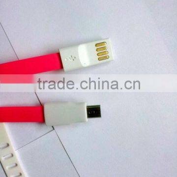 New pink flat micro to usb date cable for mobile