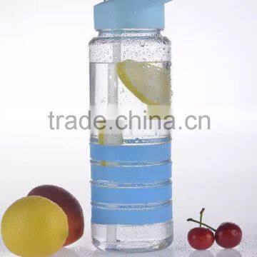 Portable plastic water bottle sports bottle with straw