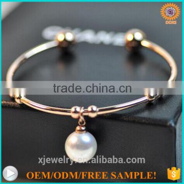 fashion pearl open end stainless steel cuff bracelet
