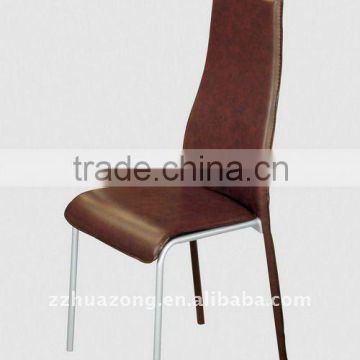 Modern brown leather chair with steel tube and MDF